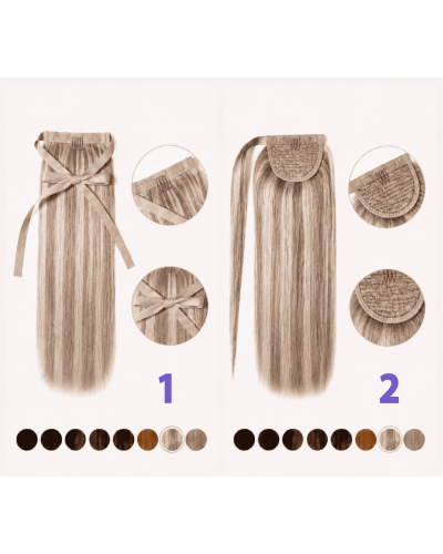 Clip-in ponytail on ribbon 50 cm. Tone 10 - 60