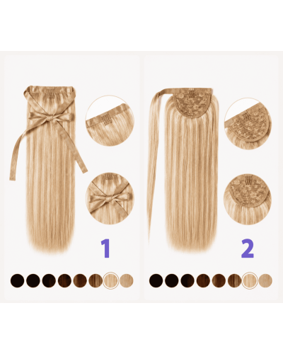 Clip-in ponytail on ribbon 50 cm. Tone 16 - 22