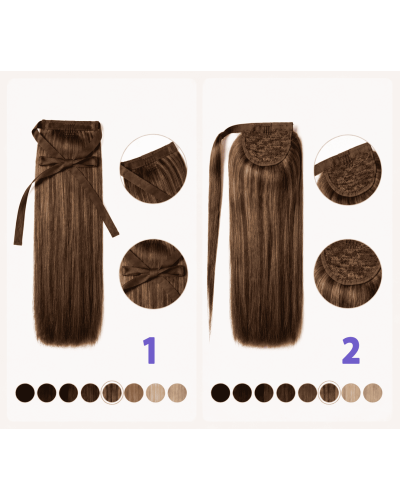 Clip-in ponytail on ribbon 50 cm. Tone 1B - 4