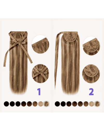 Clip-in ponytail on ribbon 50 cm. Tone 4 - 10