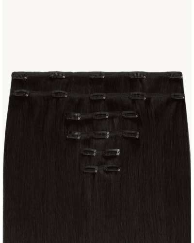 Natural clip-in hair (weft set) 70 cm, color 1B