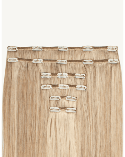 Natural clip-in hair (weft set) 60 cm, color 27/613